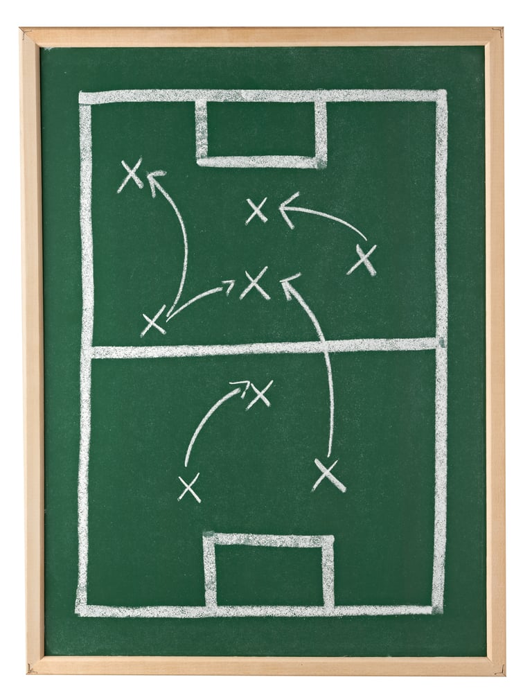 close up of a soccer tactics drawing on chalkboard-1